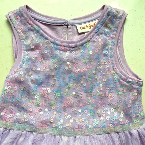 Cat and Jack lavender sequin fairy hem dress tulle skirt asymmetric hem 18M - Picture 6 of 13
